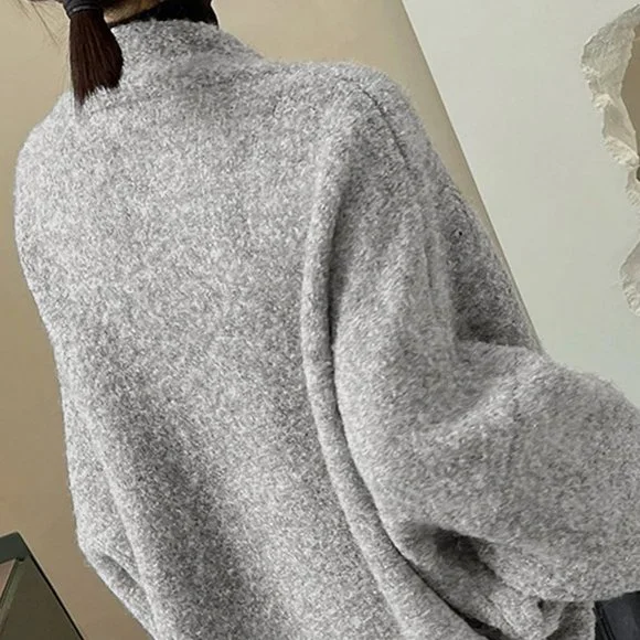 Grey Casual Womens Solid Open Front Batwing Sleeve Cardigan - Picture 2 of 4